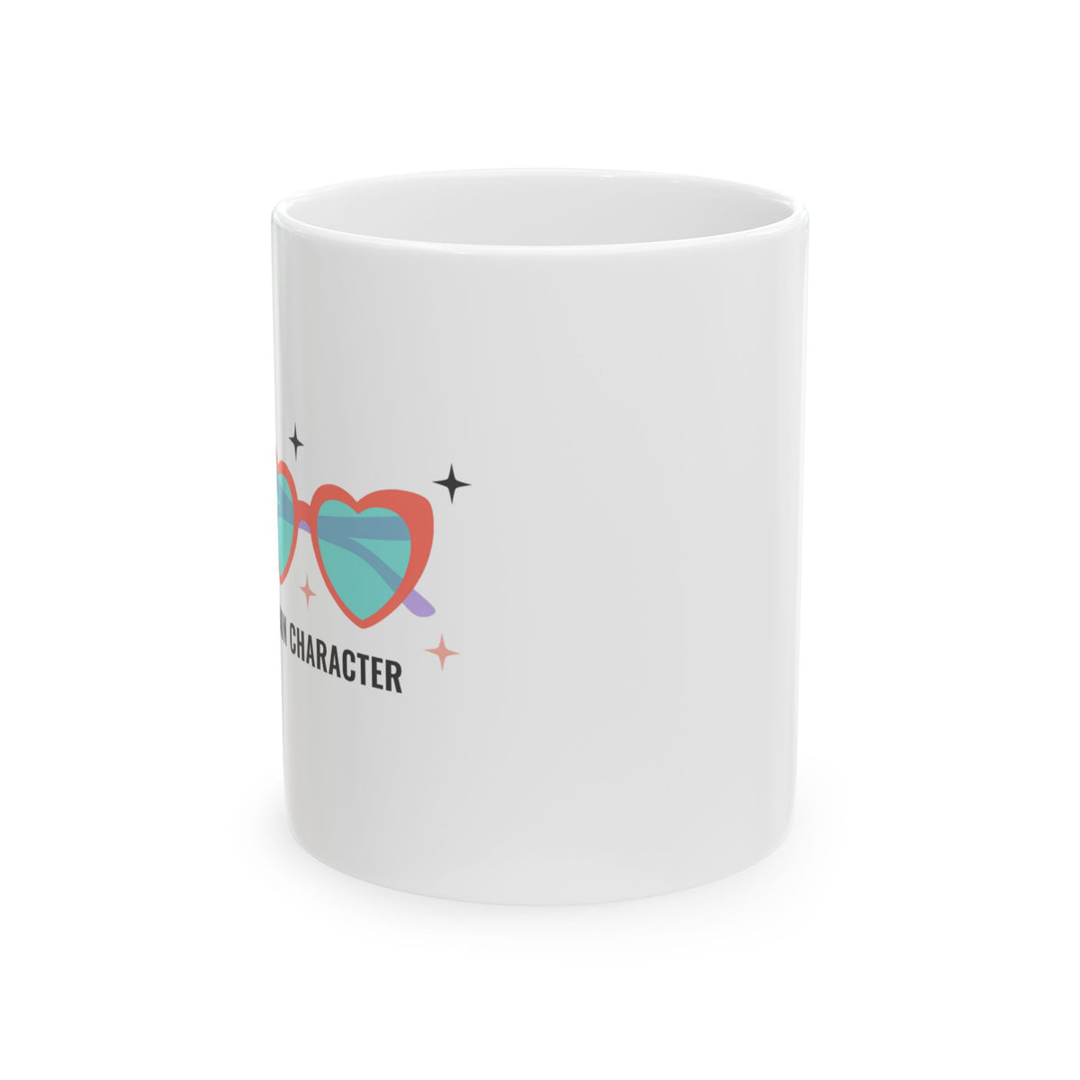 Y2K Heart-Shaped Sunglasses | 11oz Ceramic Coffee Mug, Trendy Valentine Aesthetic | Galentine’s & Bestie Gift | Pink Gradient Vibes