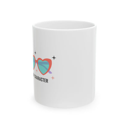 Y2K Heart-Shaped Sunglasses | 11oz Ceramic Coffee Mug, Trendy Valentine Aesthetic | Galentine’s & Bestie Gift | Pink Gradient Vibes