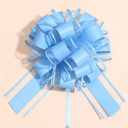 6 Pieces Large Pull Bows,Sky Blue Gift Bow,6 Inches,Christmas, Party Birthday Gift Wedding Ribbon Bows for Wrapping Boxes or Flower Decorations, Valentine'S Day Gift Decorations (Sky Blue)