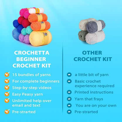 Crochet Kit for Beginners, Crochet Kit Step-By-Step Video Tutorials, Crochet Starter Kit Learn to Crochet Kits for Adults Kids Beginners, Jumbo 3 Colorful Octopus Familly (40%+ Yarn Content)