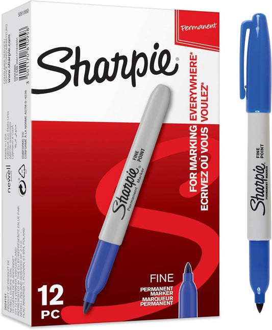 Permanent Markers | Fine Point | Blue | 12 Count