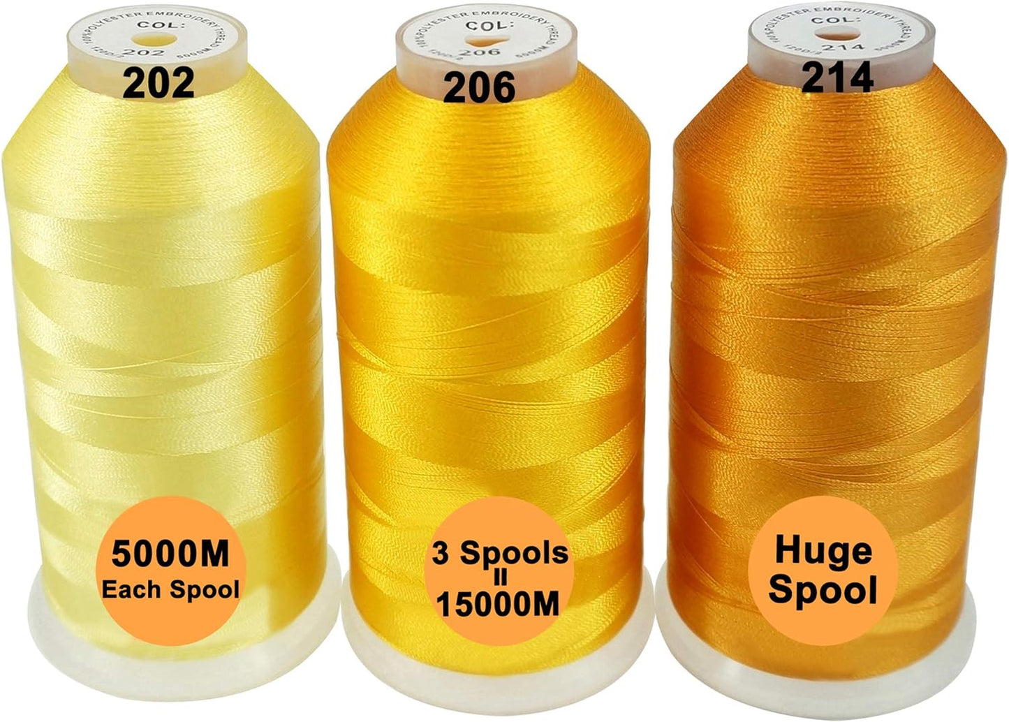 Polyester Embroidery Machine Thread Assorted Color Packs - 40 Options - 5000M Spool - for All Embroidery Machines