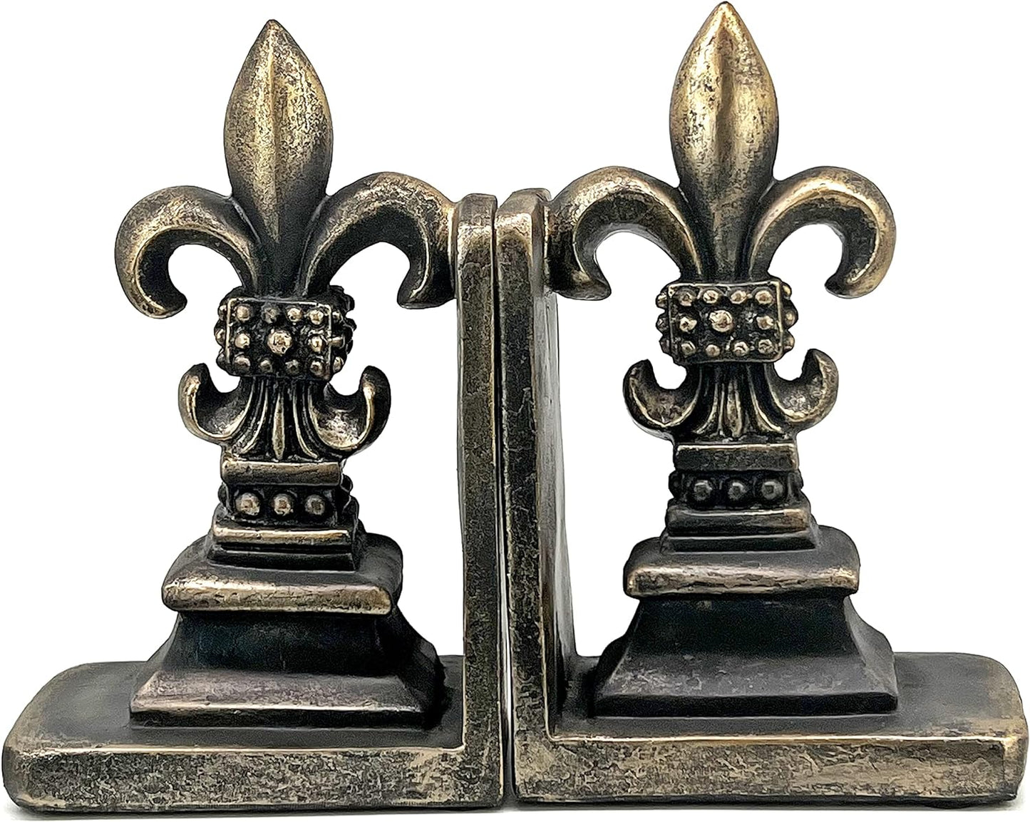 25600 Decorative Bookends Fleur De Lis Unique Vintage Antiques Heavy Library Book Holder Bookshelf Support Home Decor 9 Inch