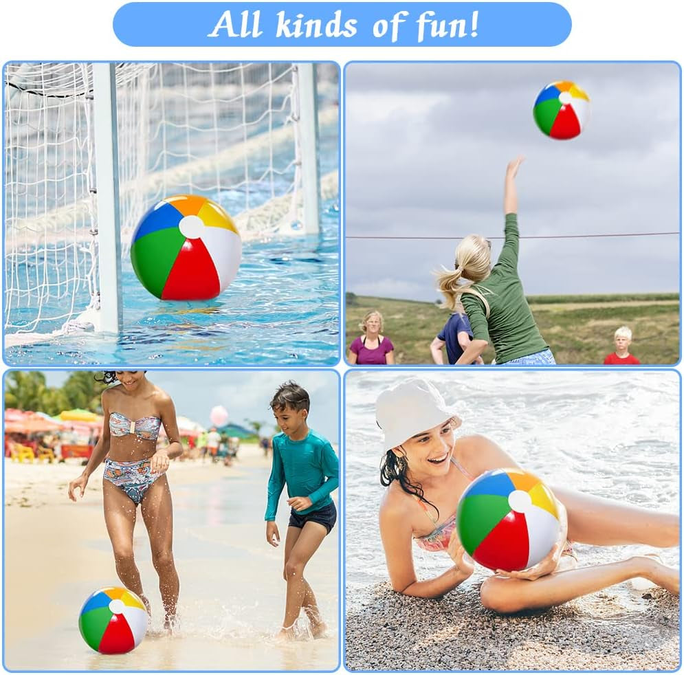 Beach Ball 12 Pack -12" Beach Balls for Kids - Beach Toys for Kids & Toddlers , Pool Games, Pool Toy - Bulk Hawaiian Tropical Theme Party Decorations Favors Supplies