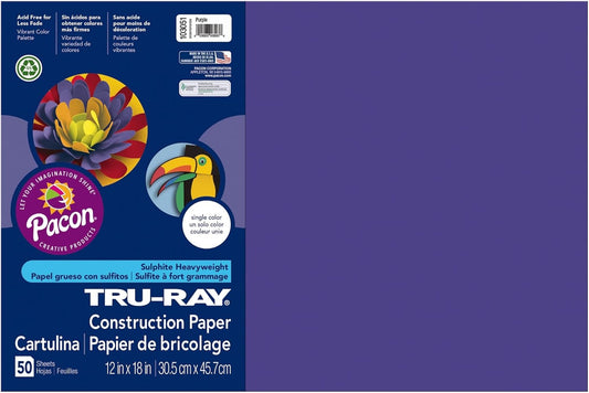 ® Construction Paper, 50% Recycled, 12" X 18", Purple, Pack of 50