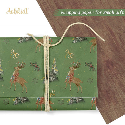 24PCS Christmas Green Brown Gift Wrapping Paper for Family Friends Present Packaging,20 X 15 Inch Olive Leaf Themed Tissue Paper for Green Boho Wedding Decorations,Birthday Party,Diy Craft