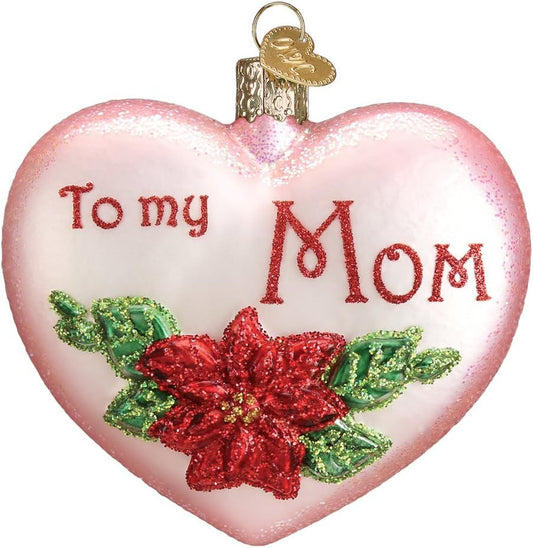 Assortment Glass Blown Ornaments for Christmas Tree Mom Heart