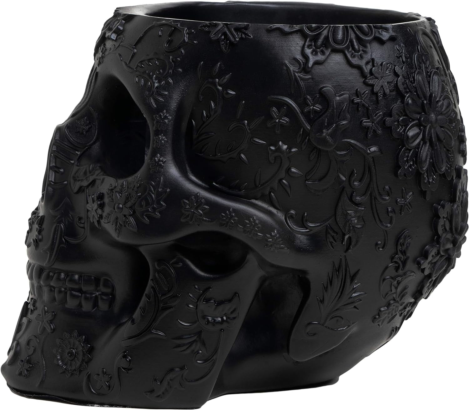 Skull Makeup Brush and Pen Holder Extra Large, Strong Resin Extra Large Halloween (Pink)