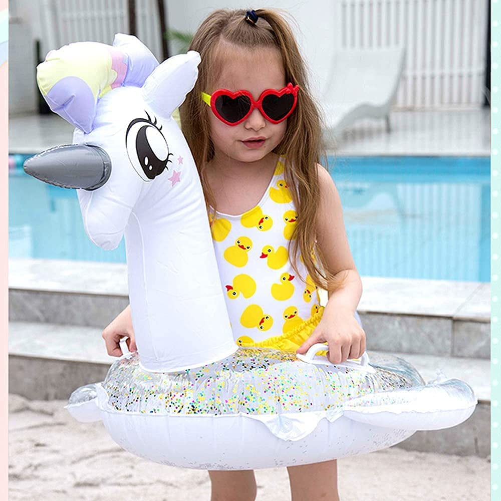Toddler Pool Floats, Kids Adult Inflatable Float Raft with Handle, Water Swim Beach Floaties Toys Party Supplies, Baby Swimming Ring for 2-8 Years Old Kid