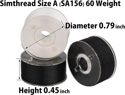 25Pcs 15White+10Black Prewound Bobbin Thread Size a Class 15 (SA156) 60WT with Clear Storage Plastic Case Box 70D/2 for Brother Embroidery Thread Sewing Thread Machine DIY