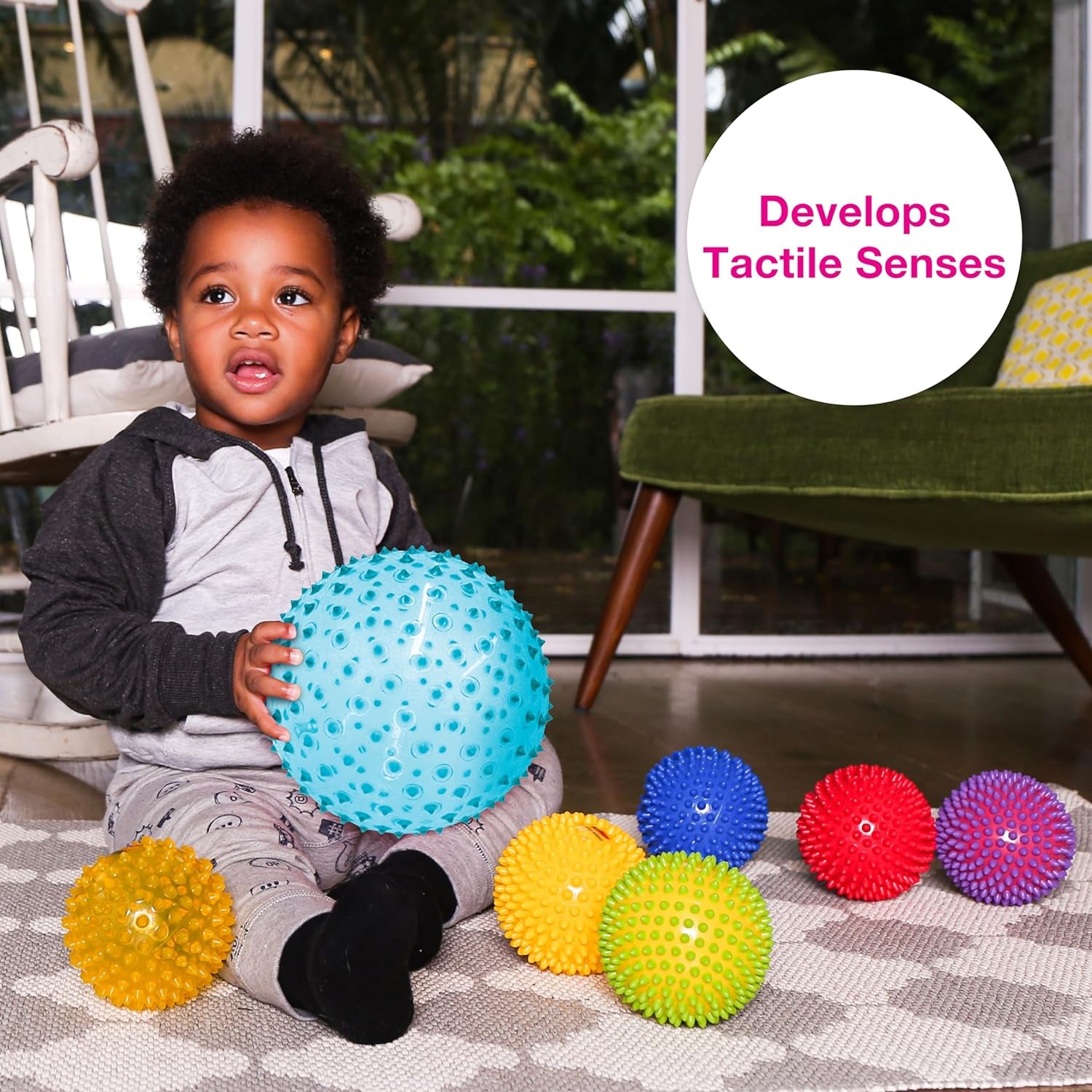 the Original Sensory Ball for Baby - 7" Baby Ball That Helps Enhance Gross Motor Skills for Kids Aged 6 Months & up - Vibrant, Colorful and Unique Toddler Ball
