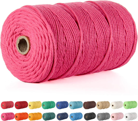 Macrame Cord,  3Mm X 220 Yards (About 200M) Cotton Rope,100% Natural Cotton Macrame Rope for Wall Hanging, Plant Hangers, DIY Crafts Knitting, Christmas Wedding Decorative Projects (Rose Red)