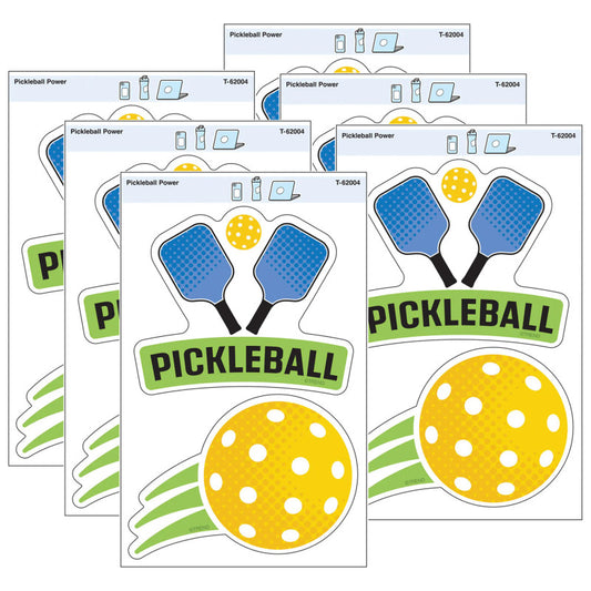 Pickleball Power Vinyl Stickers, 2 Per Pack, 6 Packs