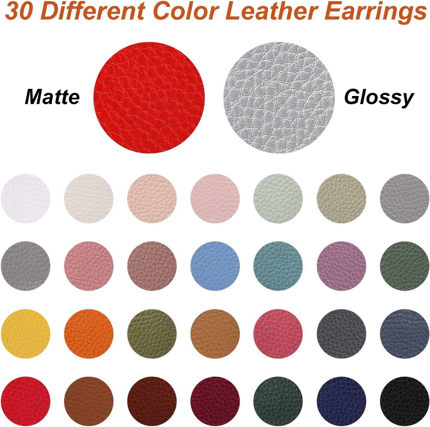 30 Pairs of Teardrop Double-Sided Leather Earrings with 30 Color for Women Girls Jewelry Fashion and Valentine Birthday Party Gift