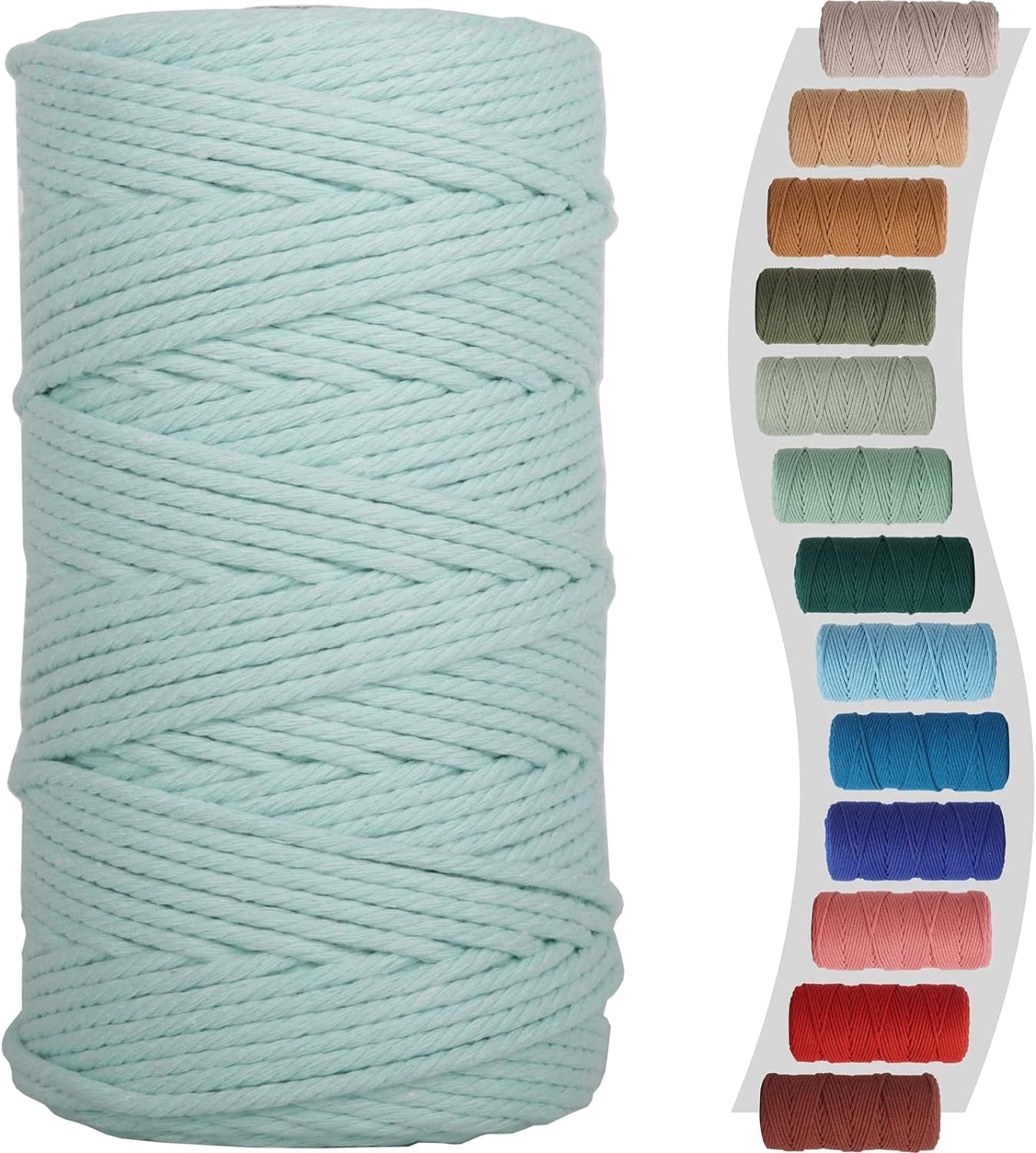 Sage Macrame Cord 3Mm X 220Yards, Colored Cotton Cord, Macrame Rope Macrame Yarn, Colorful Cotton Craft Cord for Macrame Plant Hangers, Macrame Wall Hanging, DIY Crafts