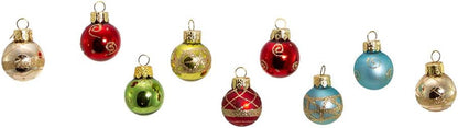 Kurt Adler C1899 Petite Treasures Multi Color Ball Christmas Ornament, Set of 9