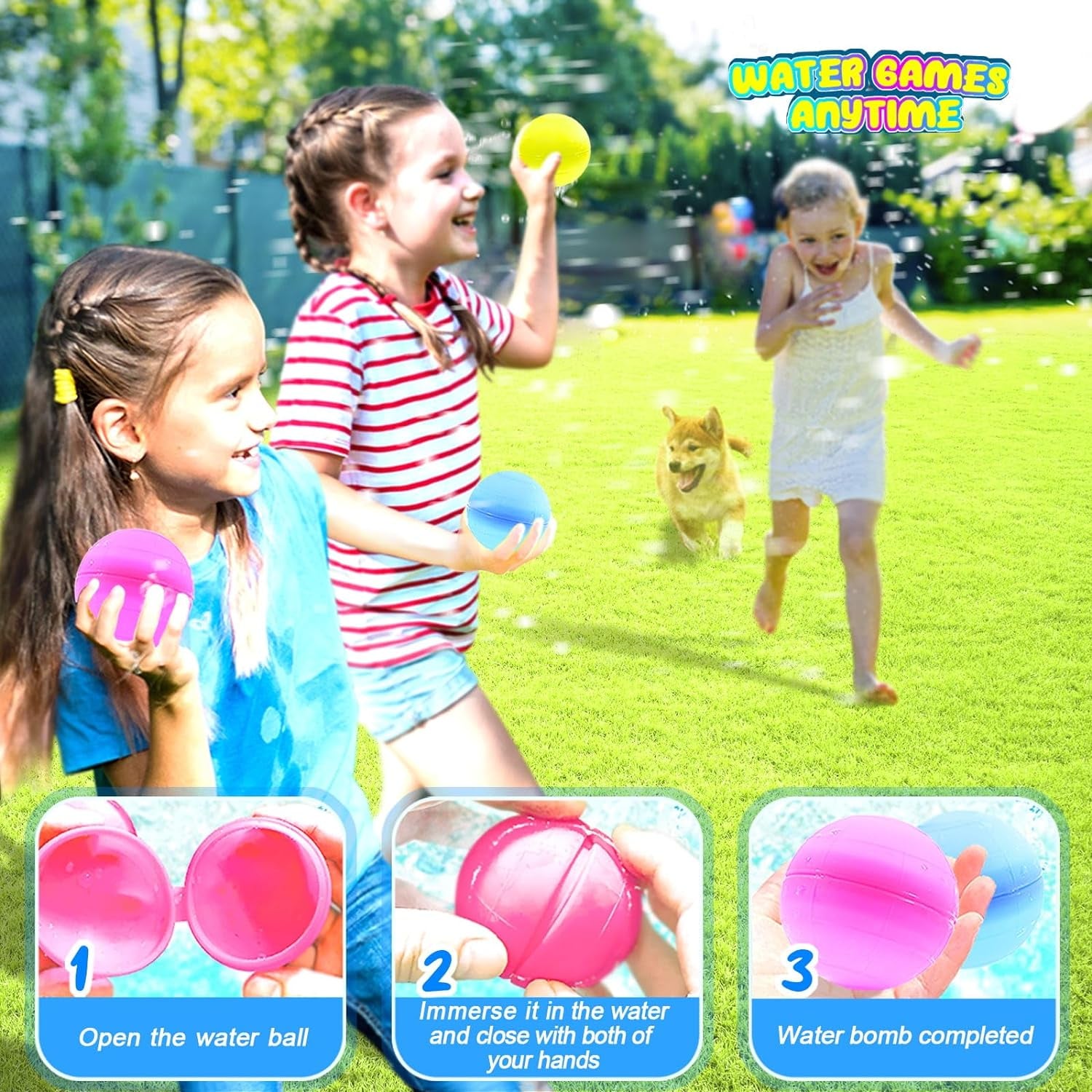 Reusable Water Balloons 12 Glow in the Dark Water Balls Latex-Free Silicone Water Splash Ball with Mesh Bag Quick-Fill Water Bomb for Kids Teens Summer Outdoor Play Pool Party Backyard Fun Water Toys