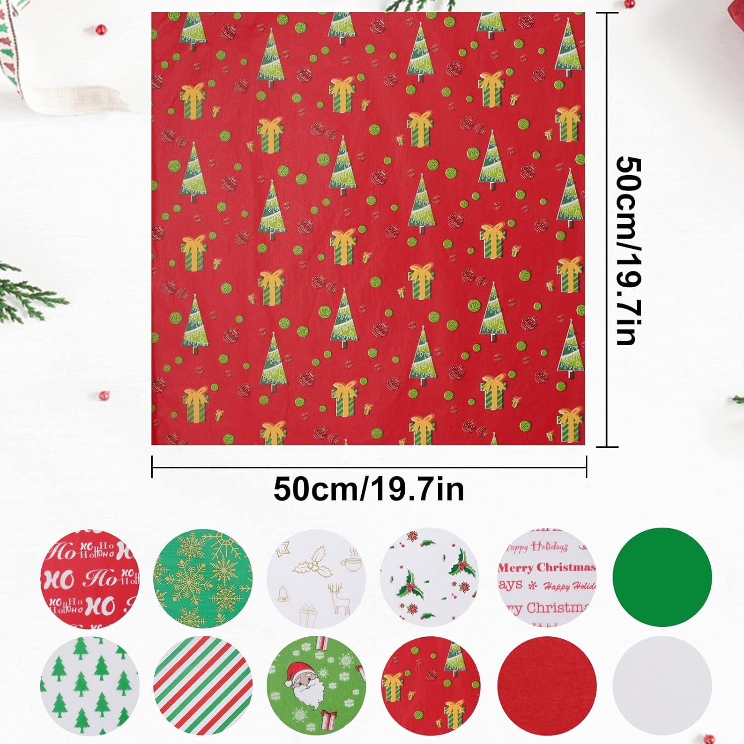 Christmas Tissue Paper, 180 Sheets 19.7" X 19.7" Xmas Wrapping Paper in 12 Different Designs Christmas Series Tissue Paper Bulk for Gift Wrapping Wine Bottles DIY Crafts Decor