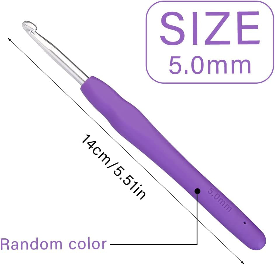 5 Mm Crochet Hook, Ergonomic Handle for Arthritic Hands, Extra Long Knitting Needles for Beginners and Crocheting Yarn (5 Mm)