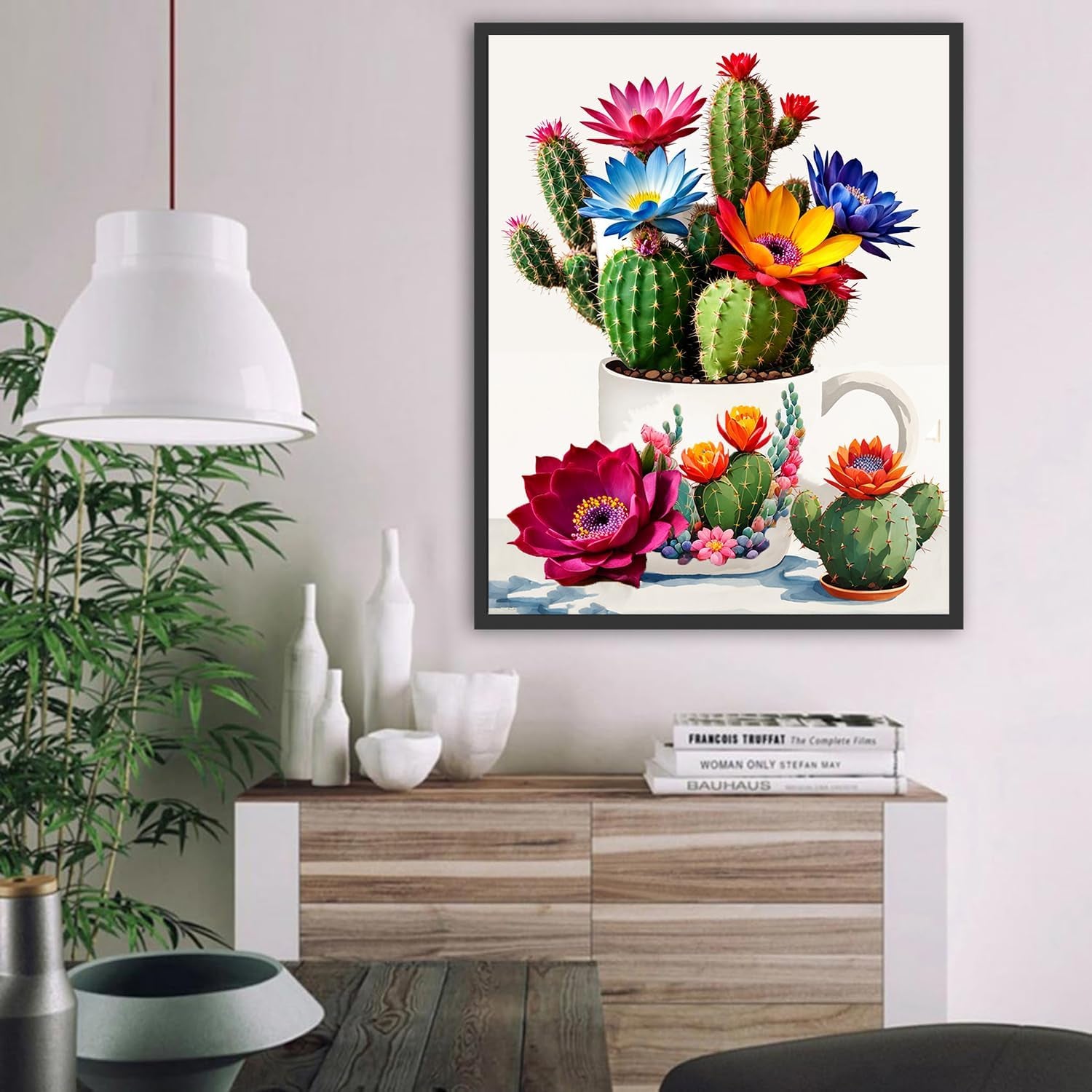 Paint by Numbers for Adults Beginners-Paint by Number Flowers DIY Acrylic Paint by Numbers Kits on Canvas Cactus Flower Drawing Colorful Paintworks Artwork for Adults Beginner 12X16Inch