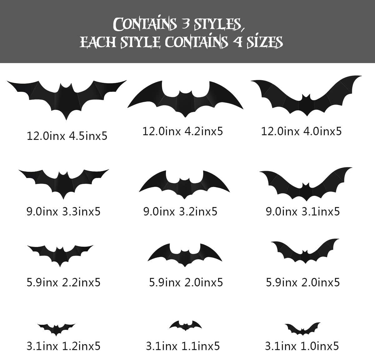 3D Bats Decoration, 60PCS