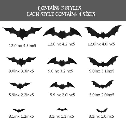 3D Bats Decoration, 60PCS