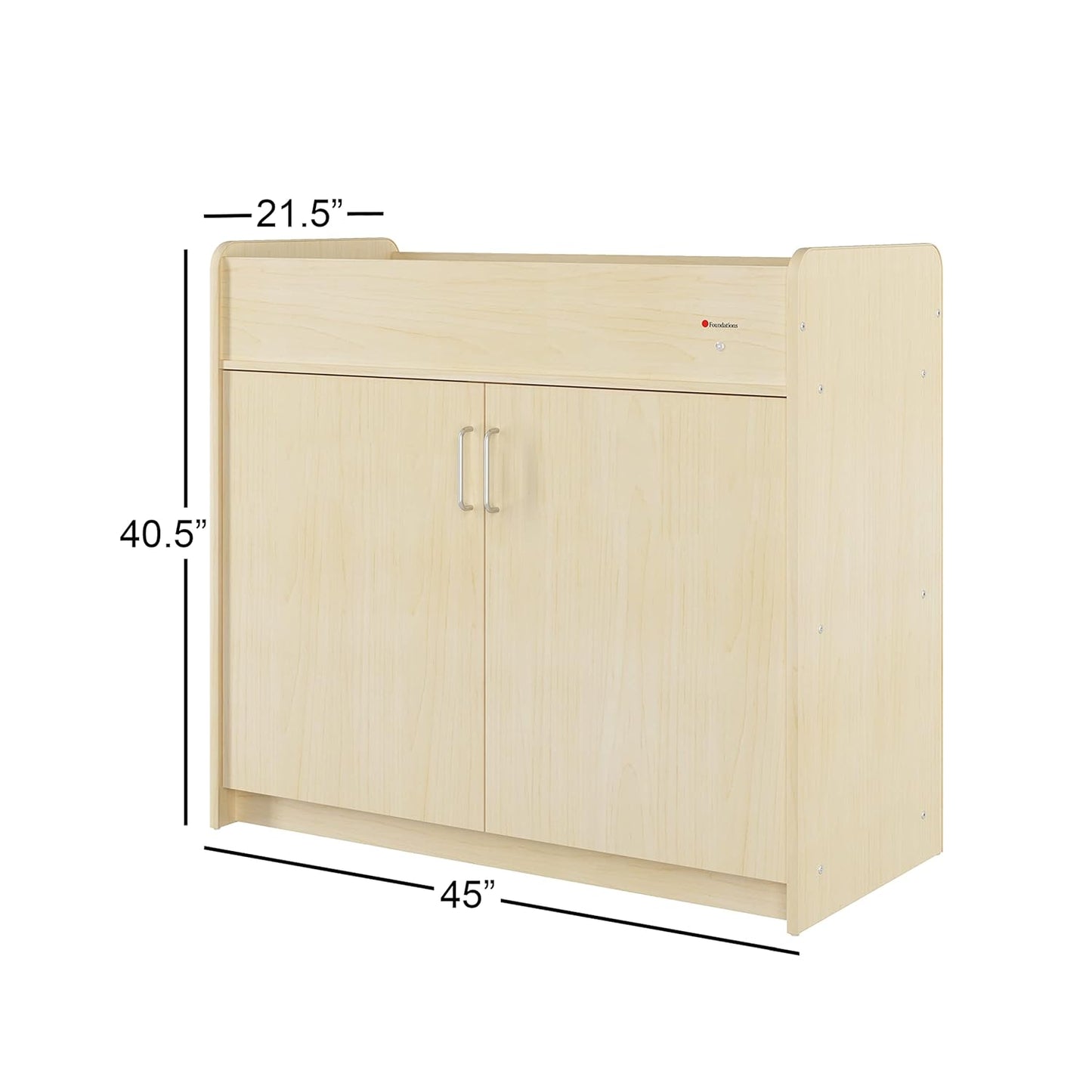 Safetycraft Daycare Changing Table - Durable Wood Cabinet with 2 Built-In Shelves - Storage W/Soft Close Hinges, Includes 1" Durable Mattress Pad - Natural