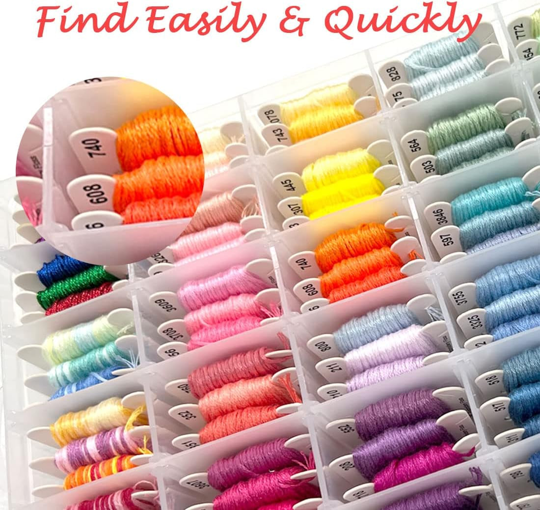 660Pcs Friendship Bracelet String Kit with Storage Box, Embroidery Floss Kit Include 110 Colors Embroidery Thread, 500 Beads, 50 Cross Stitch Tools for Hand Embroidery Knitting Sewing Floss Bobbins