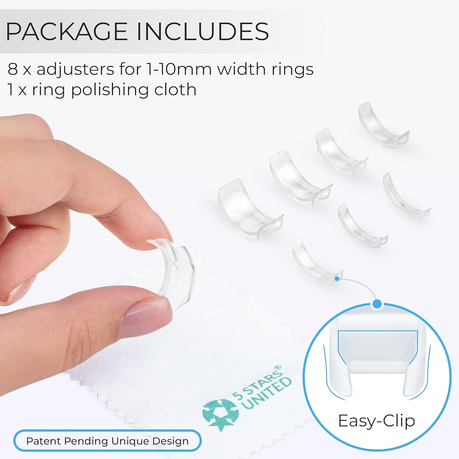 Ring Sizers for Loose Rings - 8-Pack Easy-Clip Ring Size Adjuster for 1-10 Mm Band Widths - Ring Guards for Women and Men