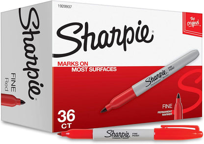 Permanent Markers, Fine Point, Red, 36 Count