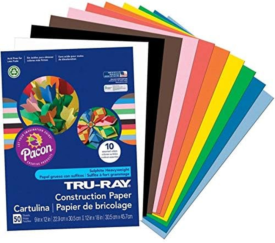 Construction Paper P103031, 10 Classic Colors, 9" X 12", 50 Sheets