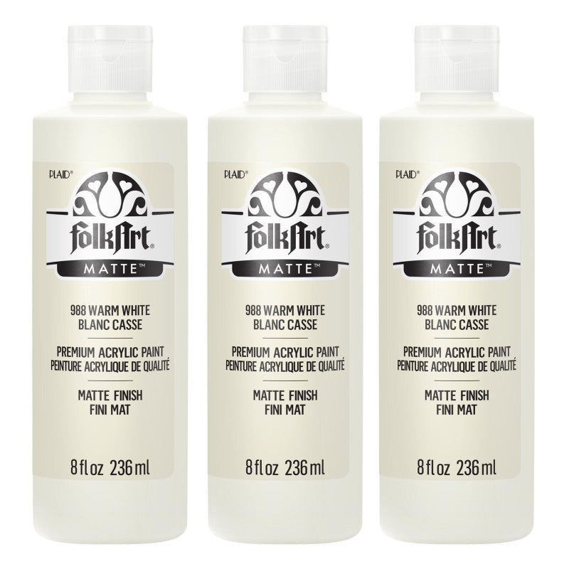 Acrylic Paint Matte, 8oz., Warm White, Pack of 3