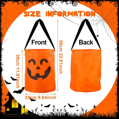 3 Pcs LED Light Halloween Candy Bags for Kids Light up Multipurpose Halloween Trick or Treat Bucket with Pumpkin Smile Face for Halloween Party Favors Goodie Bags,Orange