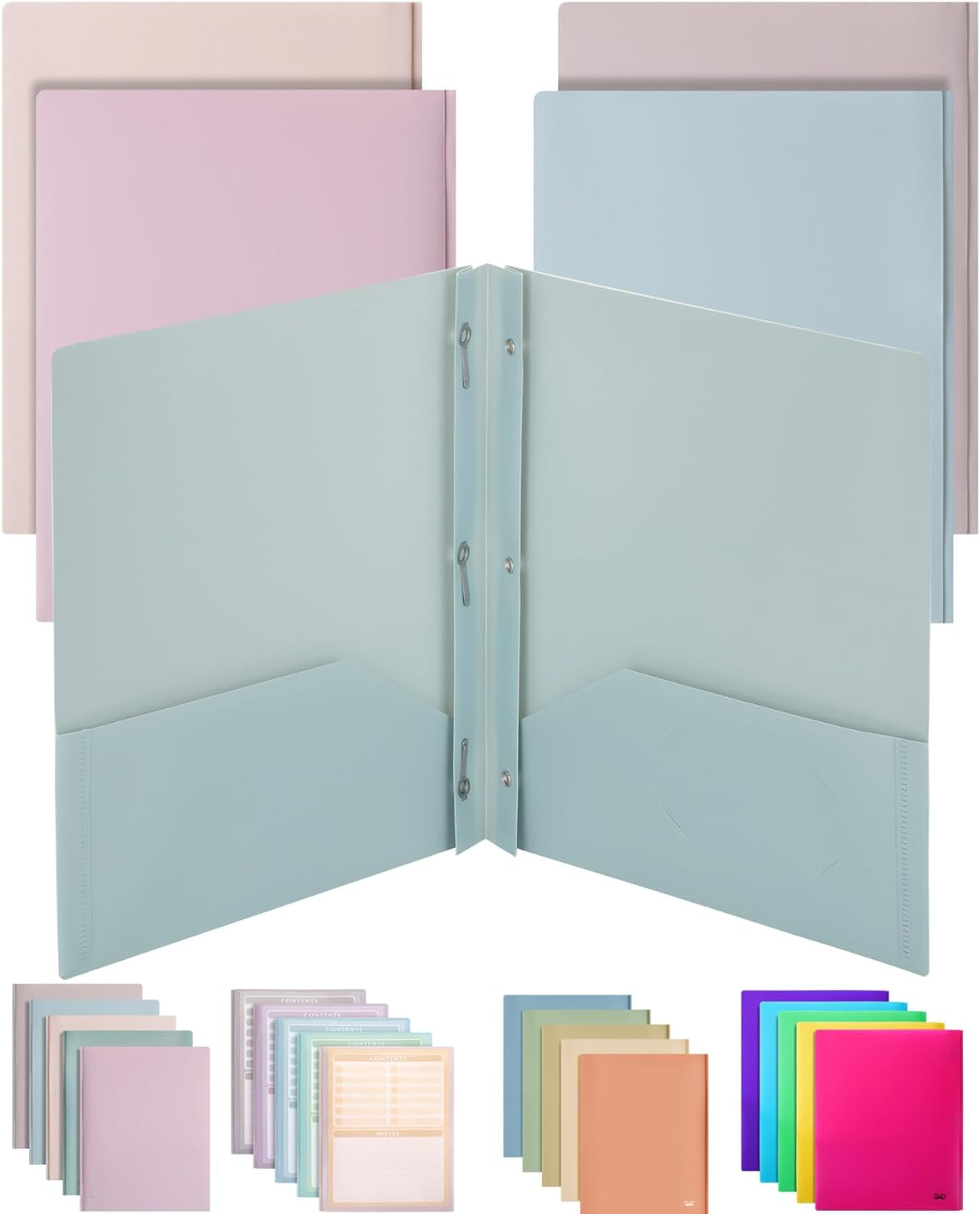 - Plastic Folders with Pockets and Prong, 5 Pack, Assorted Colors, Pocket Folders, Folders with Prongs, File Folders with Fasteners, 2 Pocket Folder, Folder with Pockets, Two Pocket Folder