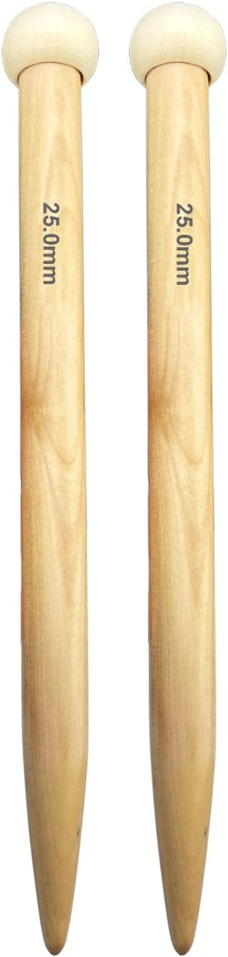 Large Size Bamboo Knitting Needle Straight Single Pointed Thick Knit Needles 10-Inch Length Jumbo Knitting Needles for Huge Chunky Yarn Handmade DIY Knitting,Us Size 15(10Mm)