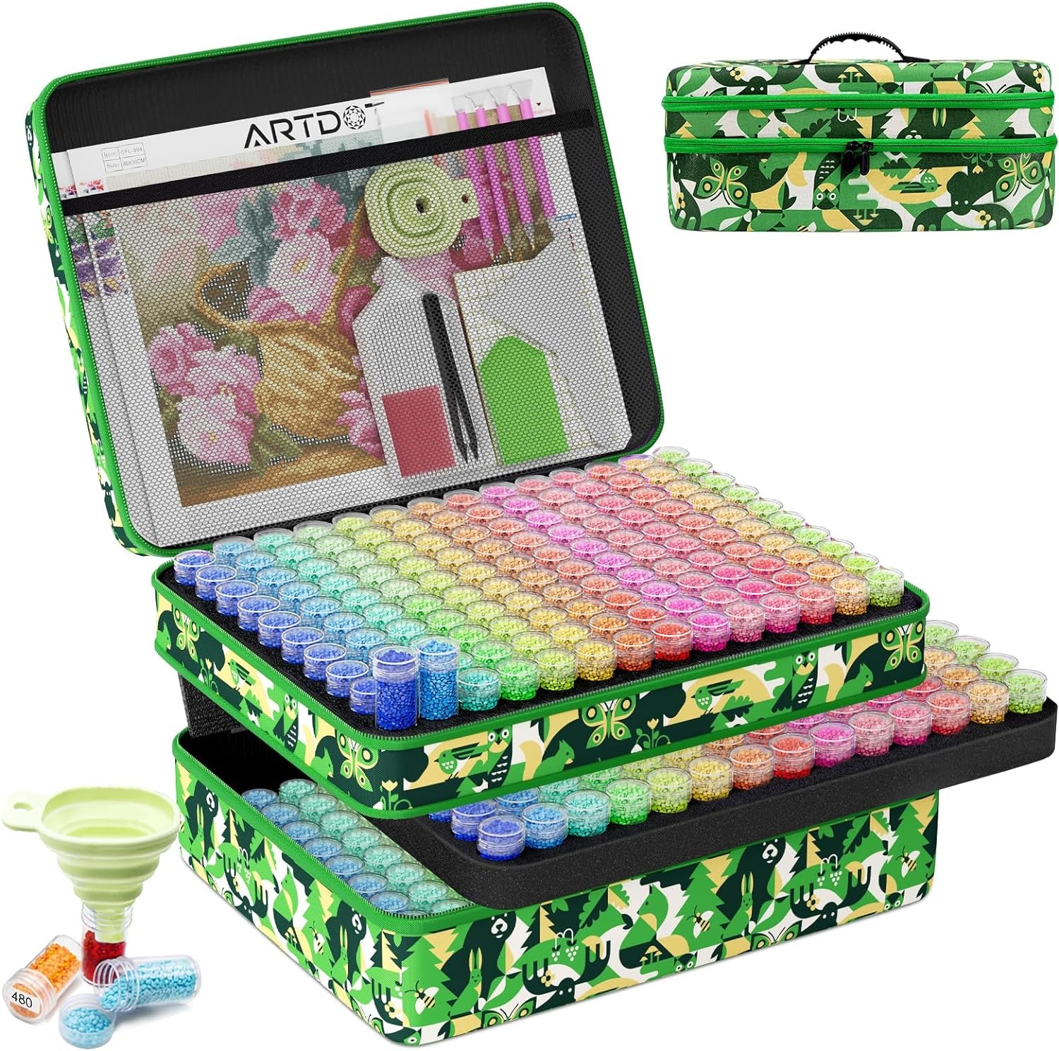 Diamond Painting Storage Boxes, 60 Slots Bead Storage with 5D Diamond Art Accessories and Tools Kit