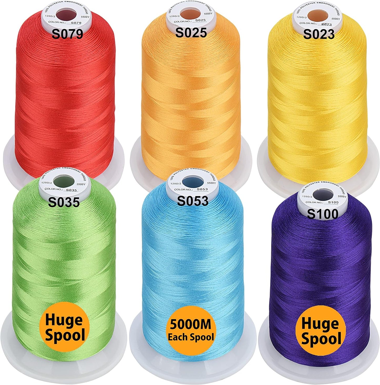 - 33 Selections - Various Assorted Color Packs of Polyester Embroidery Machine Thread Huge Spool 5500Y for All Purpose Sewing Embroidery Machines - #900 Black