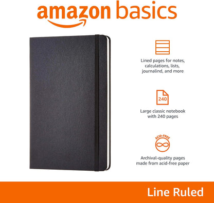 Classic Notebook, Line Ruled, 240 Pages, Black, Hardcover, 5 X 8.25-Inch