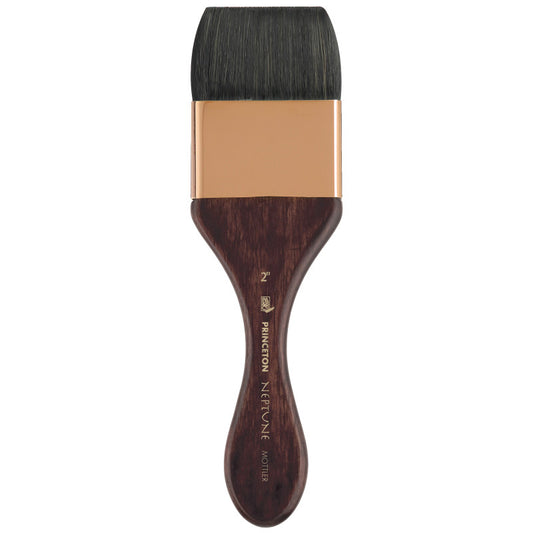 Neptune Mottler Brush, Synthetic Bristles, Short Handle Watercolor Paintbrush, Dark Wood, Size 2 inch, 1 Count