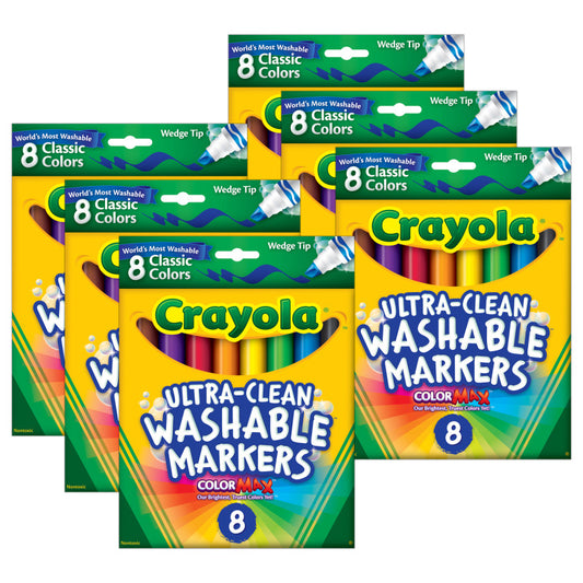 Ultra-Clean Washable Markers, Wedge Tip, 8 Per Box, 6 Boxes