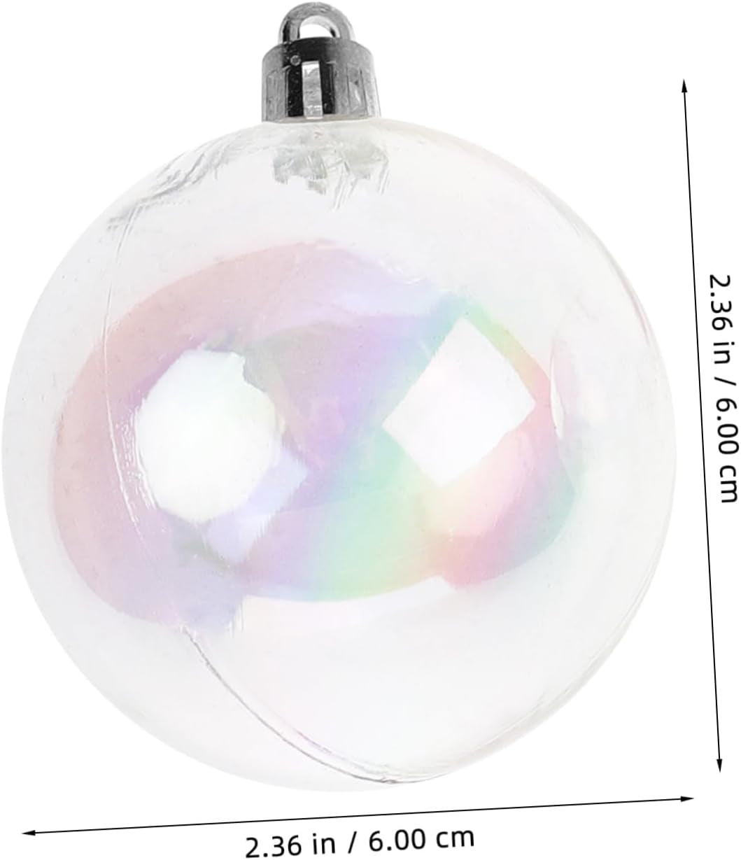 18Pcs Christmas Ball Ornaments Clear Iridescent Christmas Tree Baubles Shatterproof Tree Balls for DIY Xmas Party Birthday Wedding Decor (Transparent)