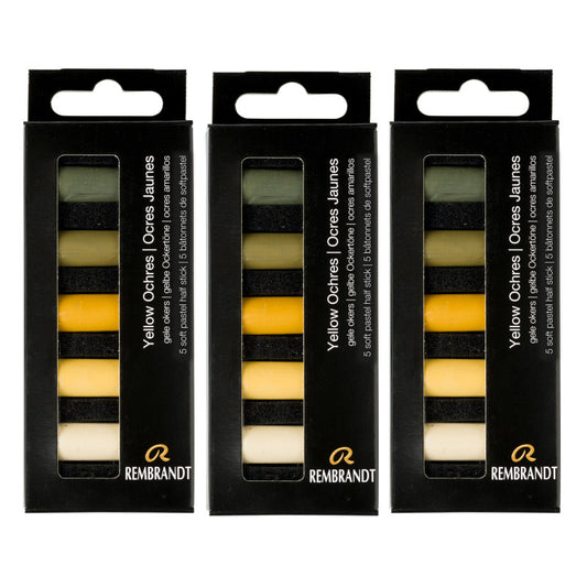 Soft Pastels Micro Sets, Yellow Ochres Per Set, 5 Half Sticks, 3 Sets