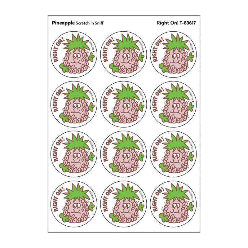 Right On!/Pineapple Scented Stickers, Pack of 24