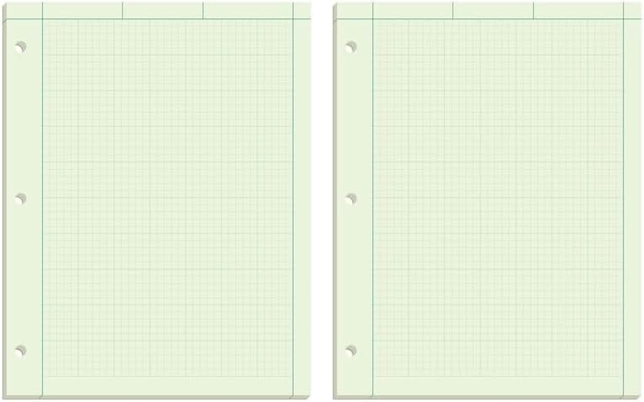 Engineering Computation Pad, 8-1/2" X 11", Glue Top, 5 X 5 Graph Rule on Back, Green Tint Paper, 3-Hole Punched, 100 Sheets (35500)