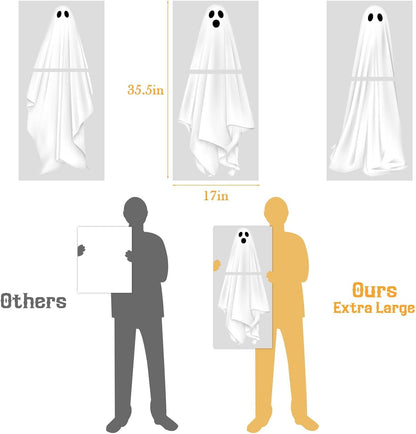 Halloween Decorations Window Clings Decor, Large White Ghosts Silhouette Halloween Window Decals Indoor, School Home Office Party Supplies for Glass Windows, 3 Sheets