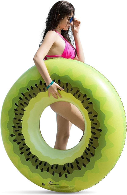 Inflatable Pool Floats Kids - 2 Pack Floaties Pool Tubes Swim Rings Fruit Water Floaty Watermelon Kiwi Inflatable Pool Toys Float for Swimming Pool Party Lake Beach Adults