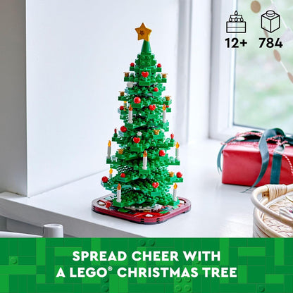 Christmas Tree Toy Building Set for Kids, Collectible Holiday Home Decor, Tabletop Christmas Tree Gift, Festive Craft Project for Families to Build Together, 2 Building Options in 1 Set, 40573