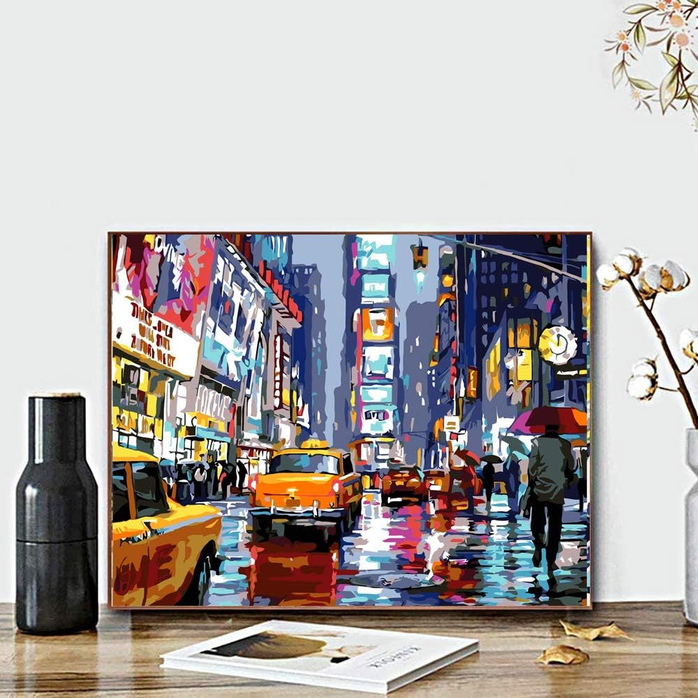 Paint by Numbers for Adults Beginner,Times Square ,Landscape Street Scenery,Manhattan City Night View 16 X 20 Inch