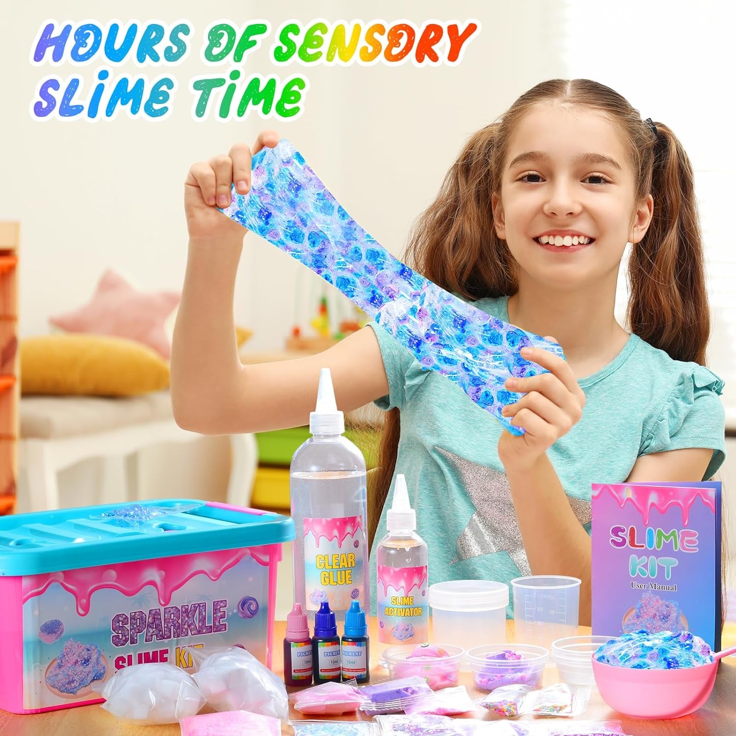 Slime Kit Confetti Slime, Glimmer Crunchy Slime, Foam Slime, Jelly Cubes Slime, Stress Relief Toys, Party Favors for Kids, for Girl Boys 6 7 8 9 10 11 12