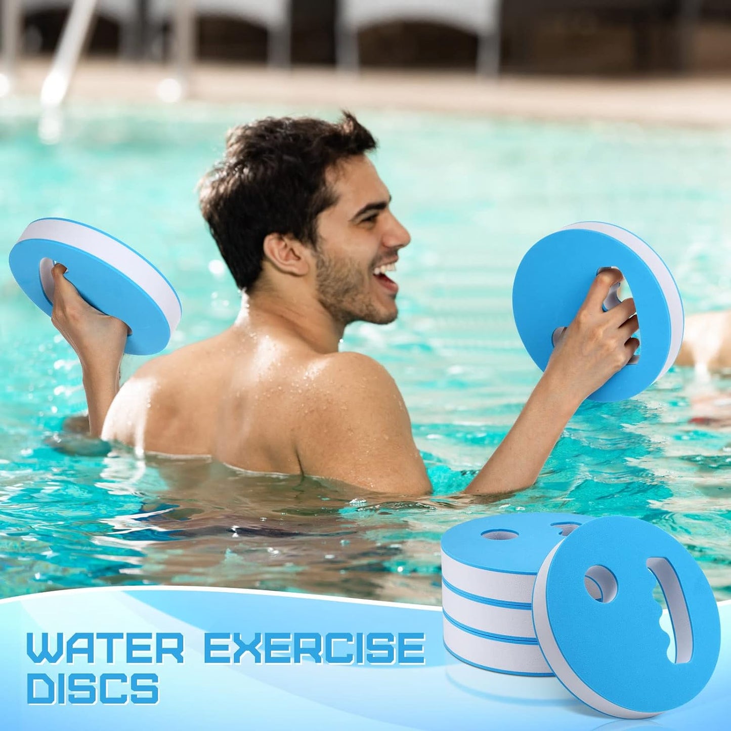 4 Pcs Water Exercise Discs Water Weights for Pool Exercise Set EVA Foam Water Aerobic Equipment for Adults Hand Held Pool Resistance for Swimming Beginners Arthritis